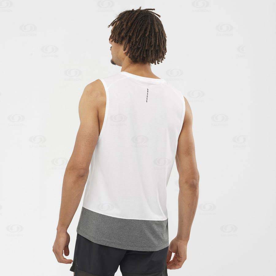 White Salomon CROSS RUN Men's T Shirts | US-W2030