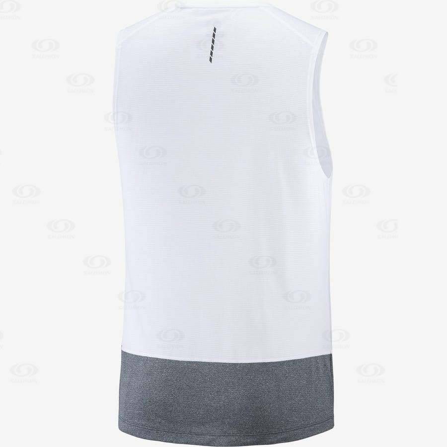 White Salomon CROSS RUN Men's T Shirts | US-W2030