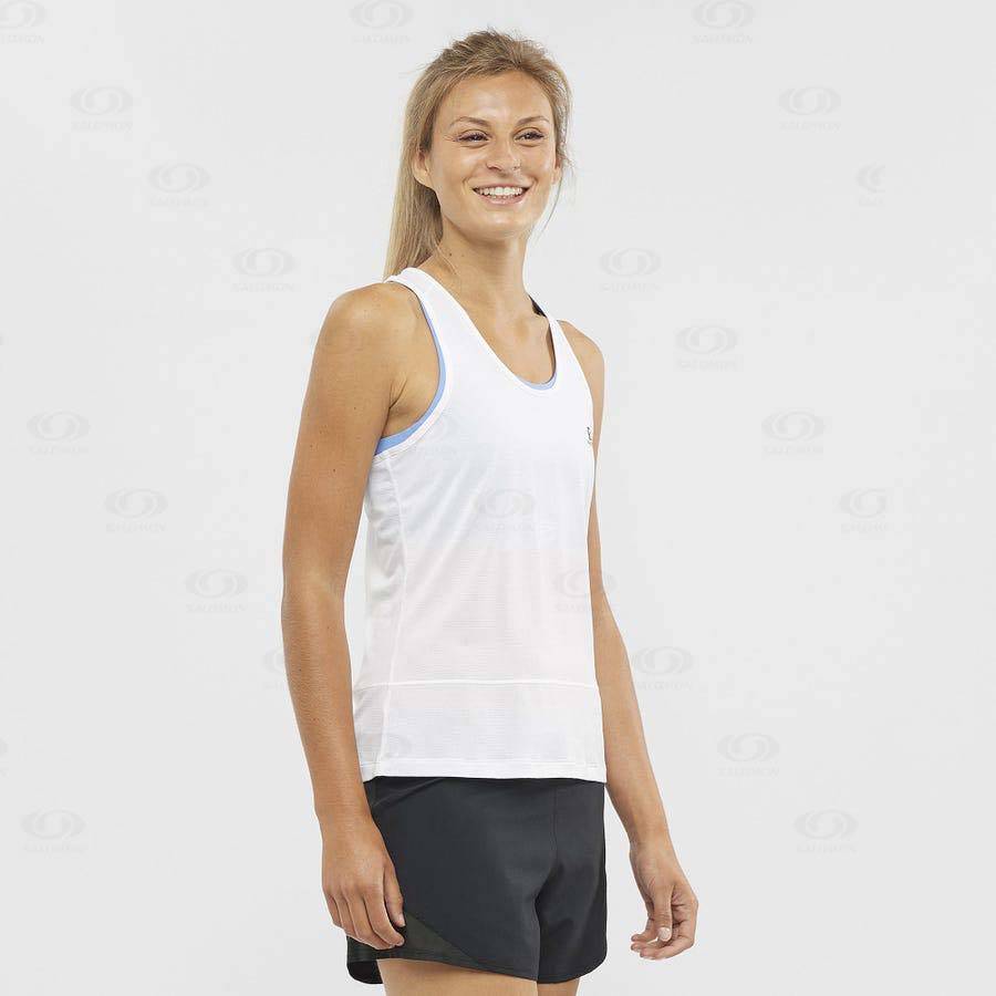 White Salomon CROSS RUN Women's T Shirts | US-N2401