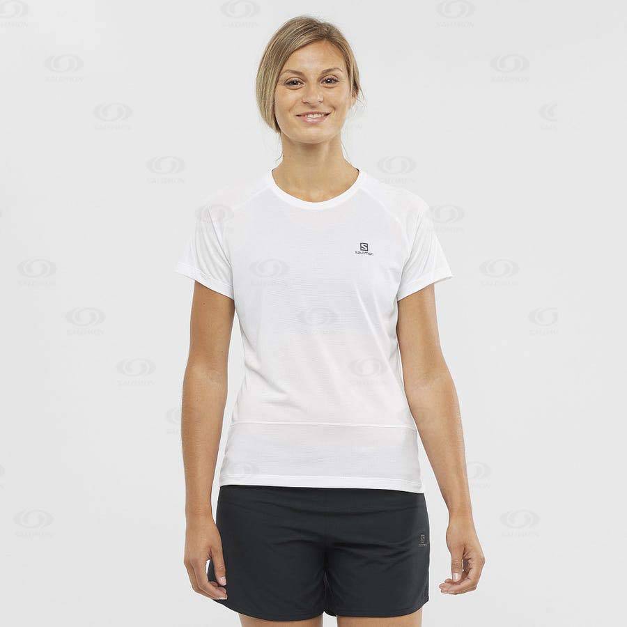 White Salomon CROSS RUN Women's T Shirts | US-O1082