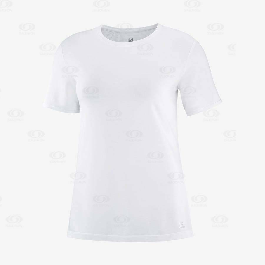 White Salomon ESSENTIAL TENCEL Women\'s T Shirts | US-A2207