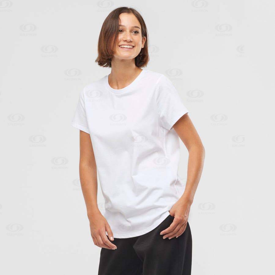 White Salomon OUTLIFE SCOOP HEM TEE W Women's T Shirts | US-O1012