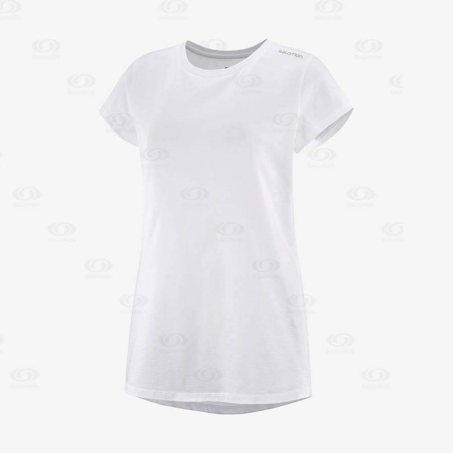 White Salomon OUTLIFE SCOOP HEM TEE W Women\'s T Shirts | US-O1012