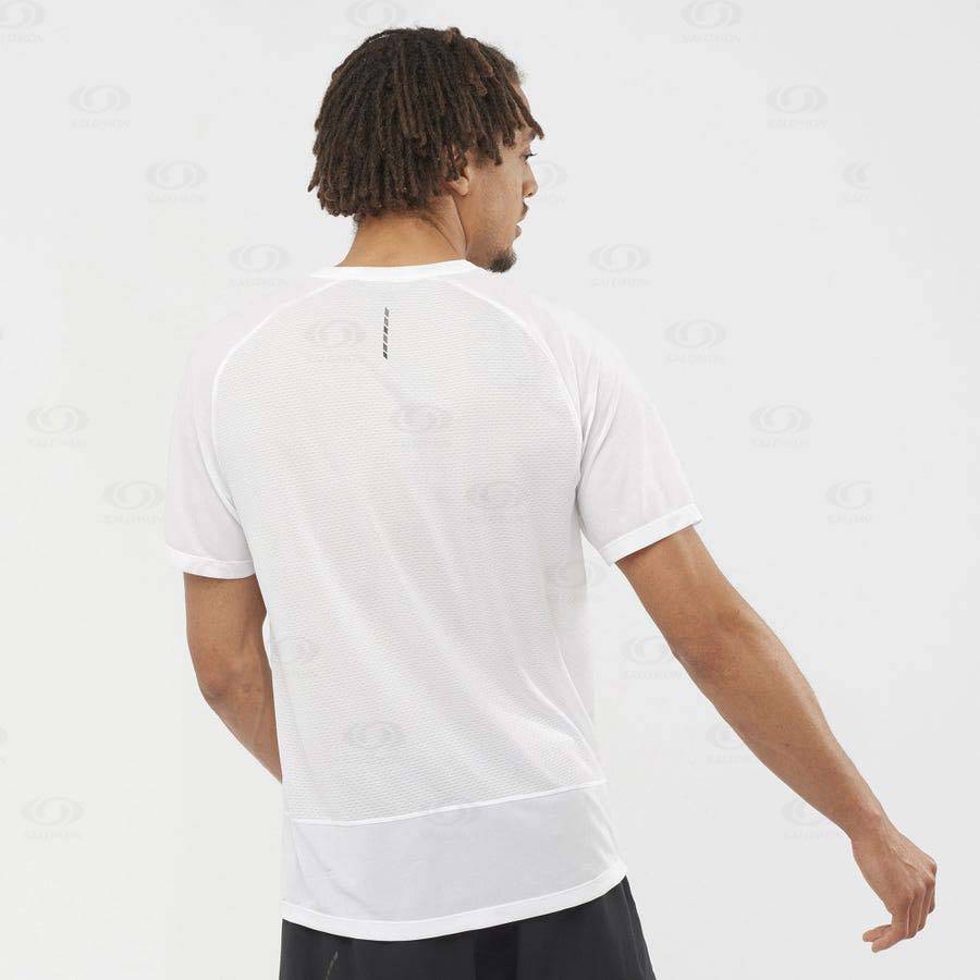 White Salomon PROMO CROSS REBEL Men's T Shirts | US-A2102