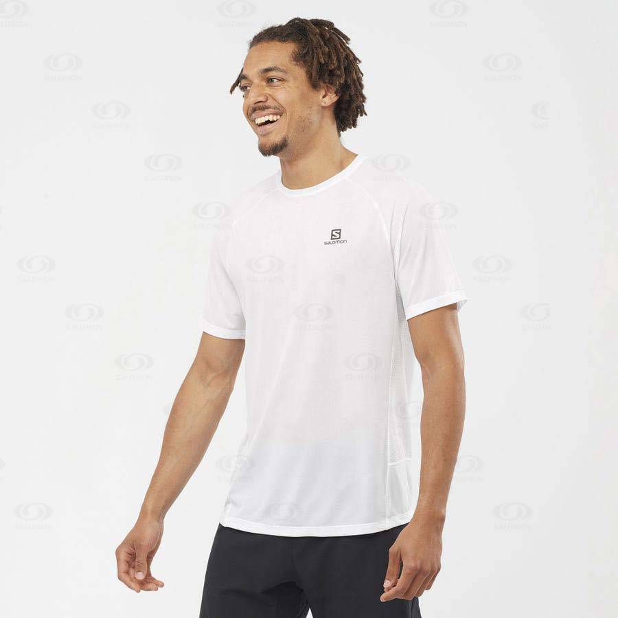 White Salomon PROMO CROSS REBEL Men's T Shirts | US-A2102