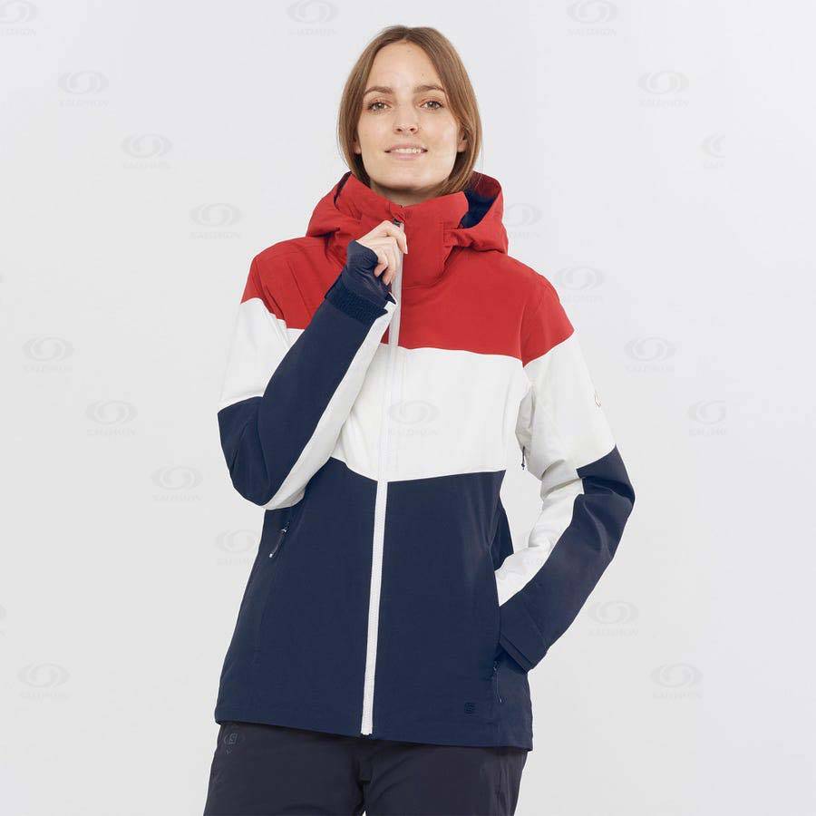 White Salomon SLALOM Women's Ski Jackets | US-A1801