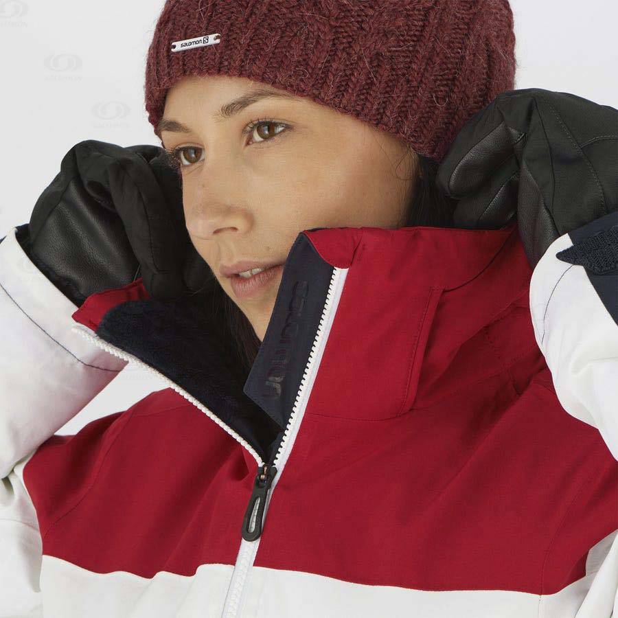 White Salomon SLALOM Women's Ski Jackets | US-A1801