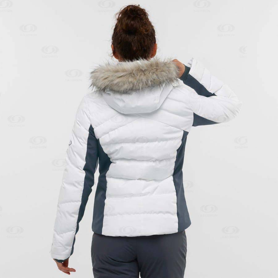 White Salomon STORMCOZY Women's Ski Jackets | US-M1384