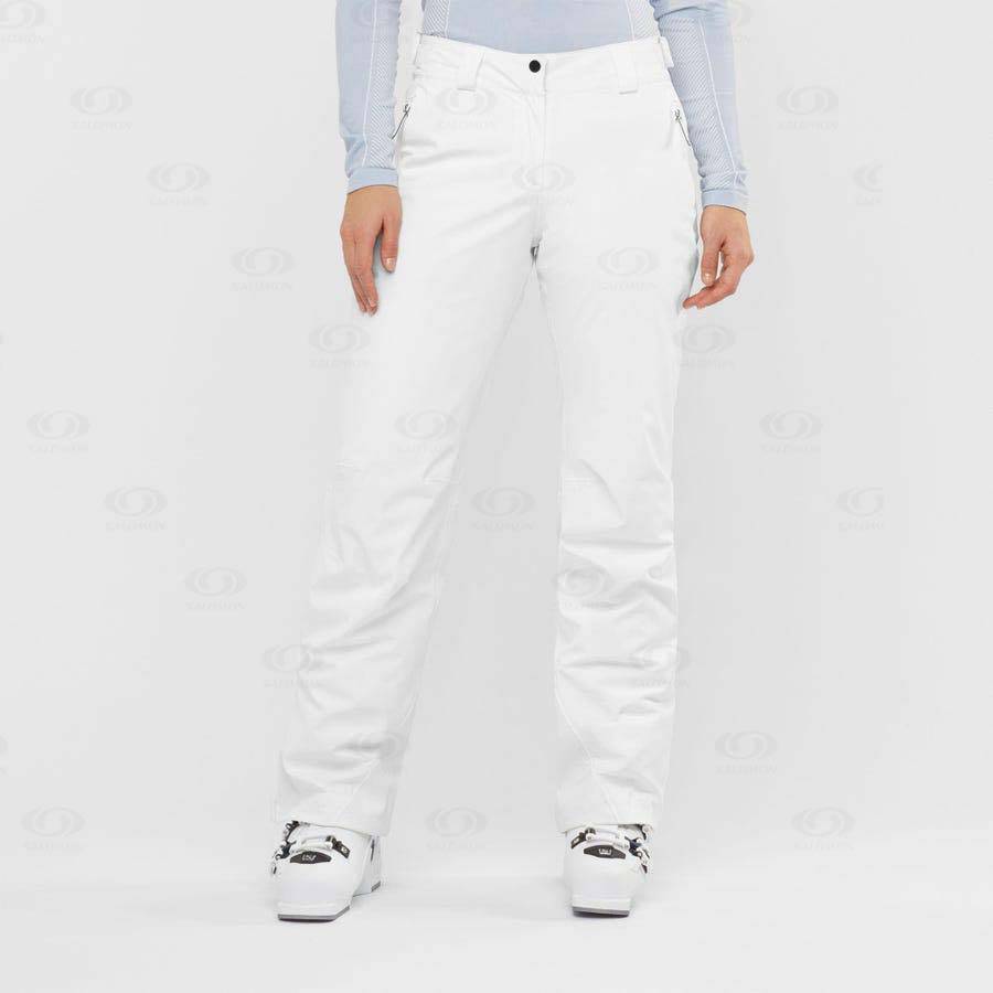 White Salomon THE BRILLIANT Women's Ski Pants | US-O2405