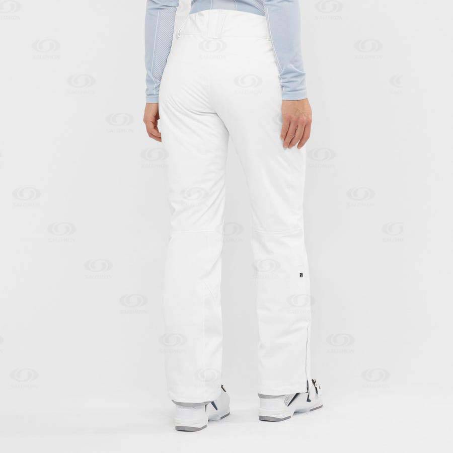 White Salomon THE BRILLIANT Women's Ski Pants | US-O2405