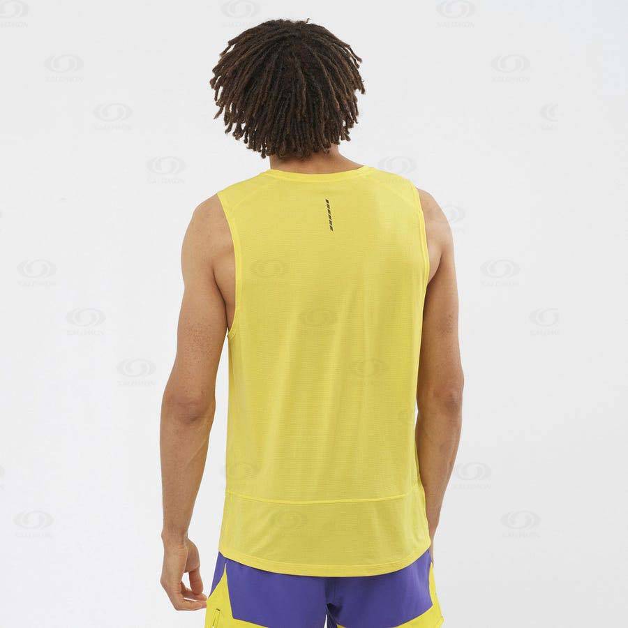 Yellow Salomon CROSS RUN Men's T Shirts | US-W2410