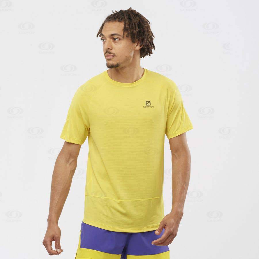 Yellow Salomon CROSS RUN Men's T Shirts | US-W3950