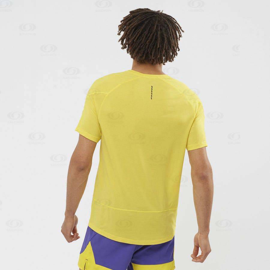 Yellow Salomon CROSS RUN Men's T Shirts | US-W3950