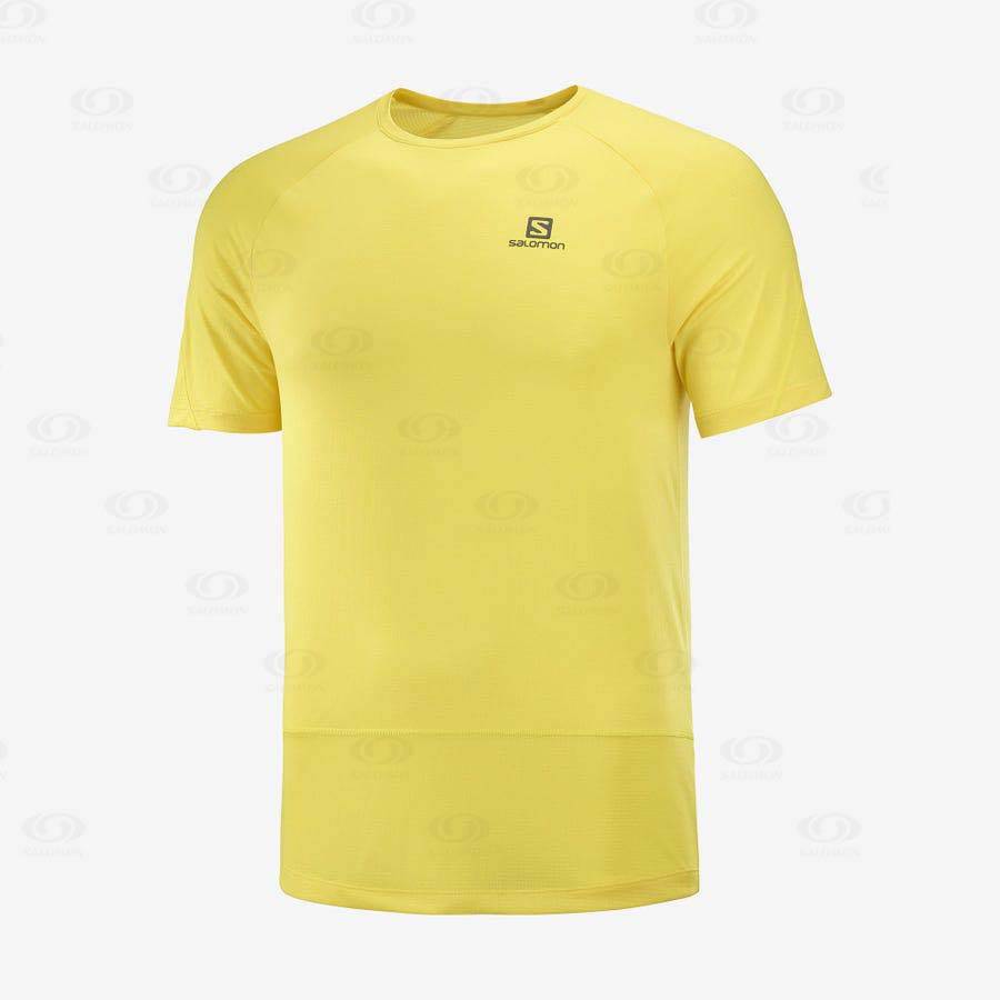 Yellow Salomon CROSS RUN Men\'s T Shirts | US-W3950