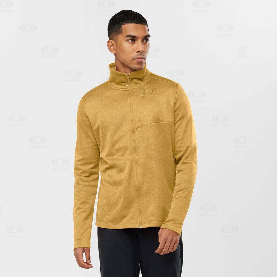 Yellow Salomon ESSENTIAL LIGHTWARM HEATHER Men's Hoodie | US-O1628