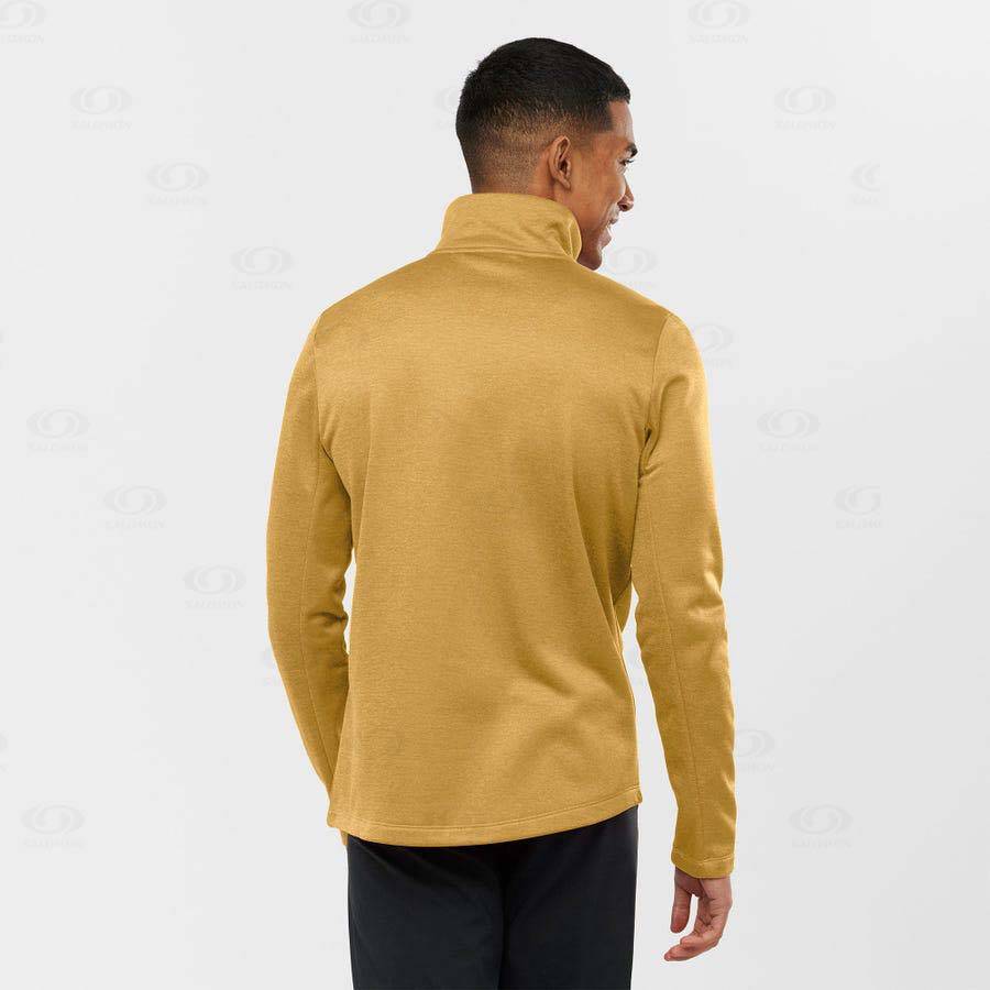 Yellow Salomon ESSENTIAL LIGHTWARM HEATHER Men's Hoodie | US-O1628