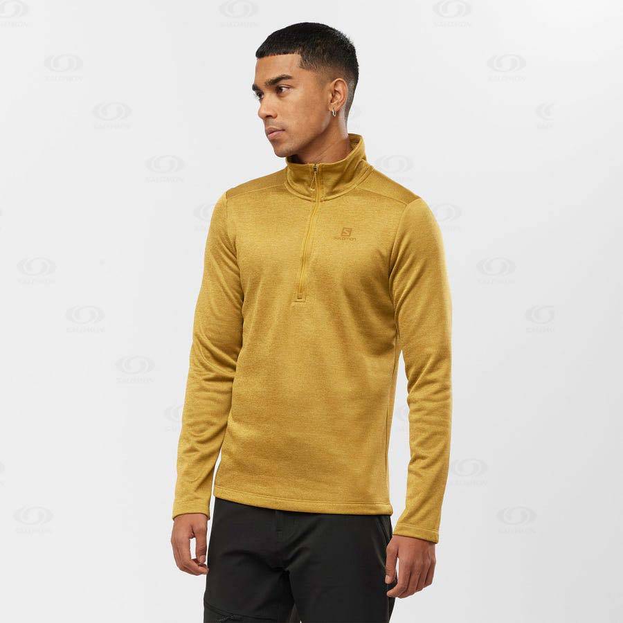 Yellow Salomon ESSENTIAL LIGHTWARM SEAMLESS Men's Hoodie | US-S1842