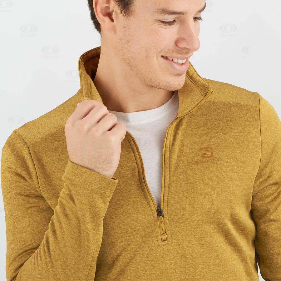 Yellow Salomon ESSENTIAL LIGHTWARM SEAMLESS Men's Hoodie | US-S1842