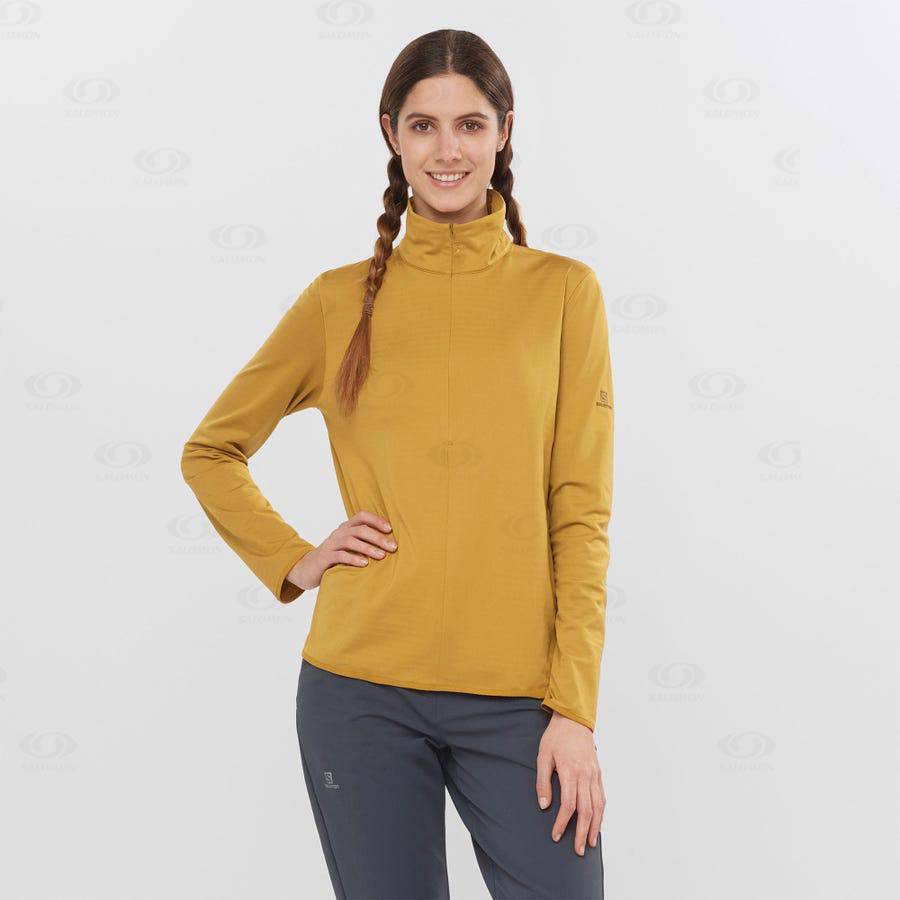 Yellow Salomon ESSENTIAL LIGHTWARM Women's Hoodie | US-N2352