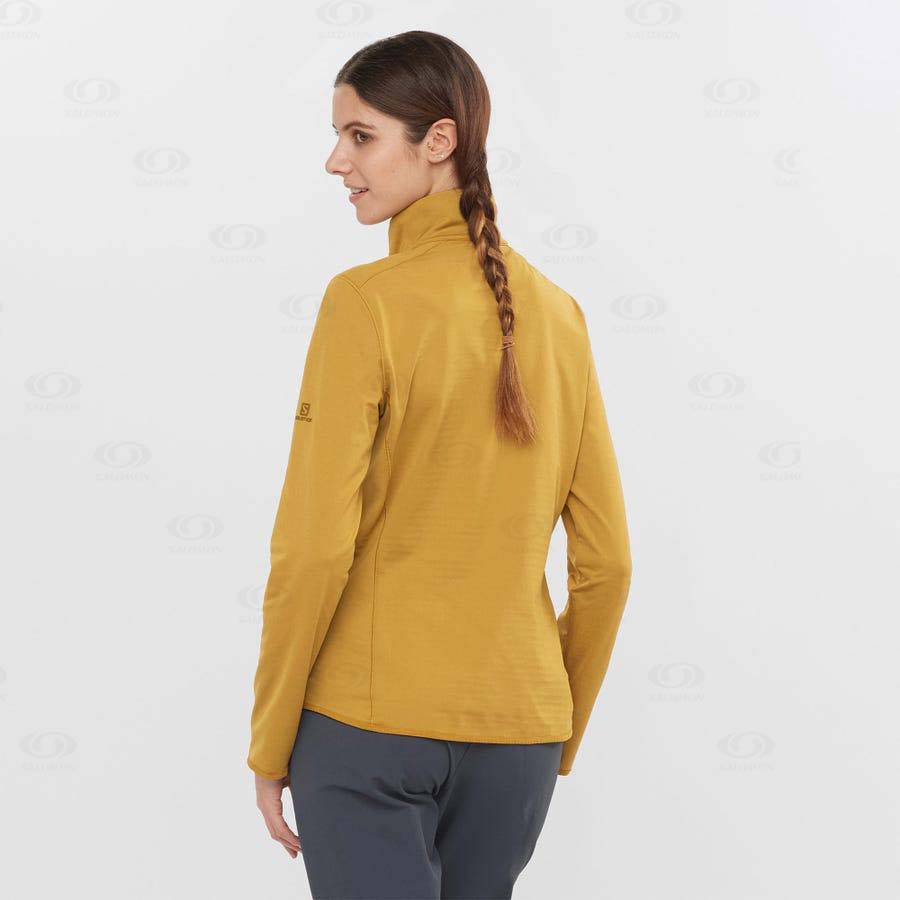 Yellow Salomon ESSENTIAL LIGHTWARM Women's Hoodie | US-N2352