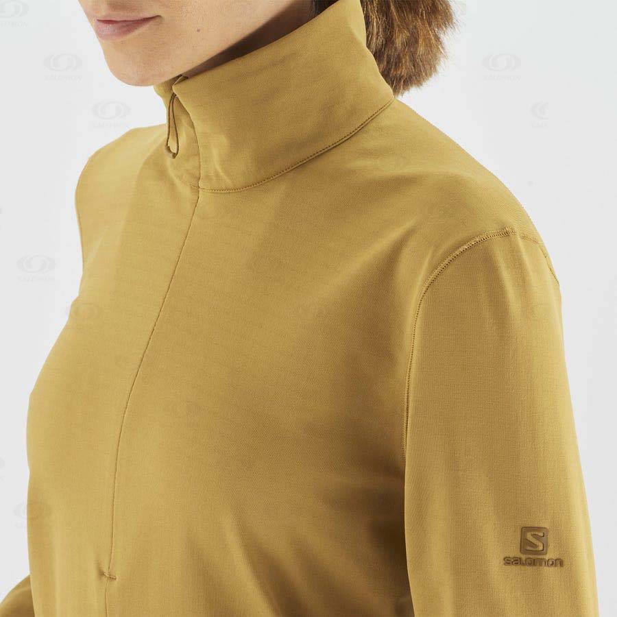 Yellow Salomon ESSENTIAL LIGHTWARM Women's Hoodie | US-N2352