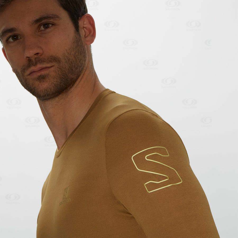 Yellow Salomon OUTLINE Men's T Shirts | US-L1130