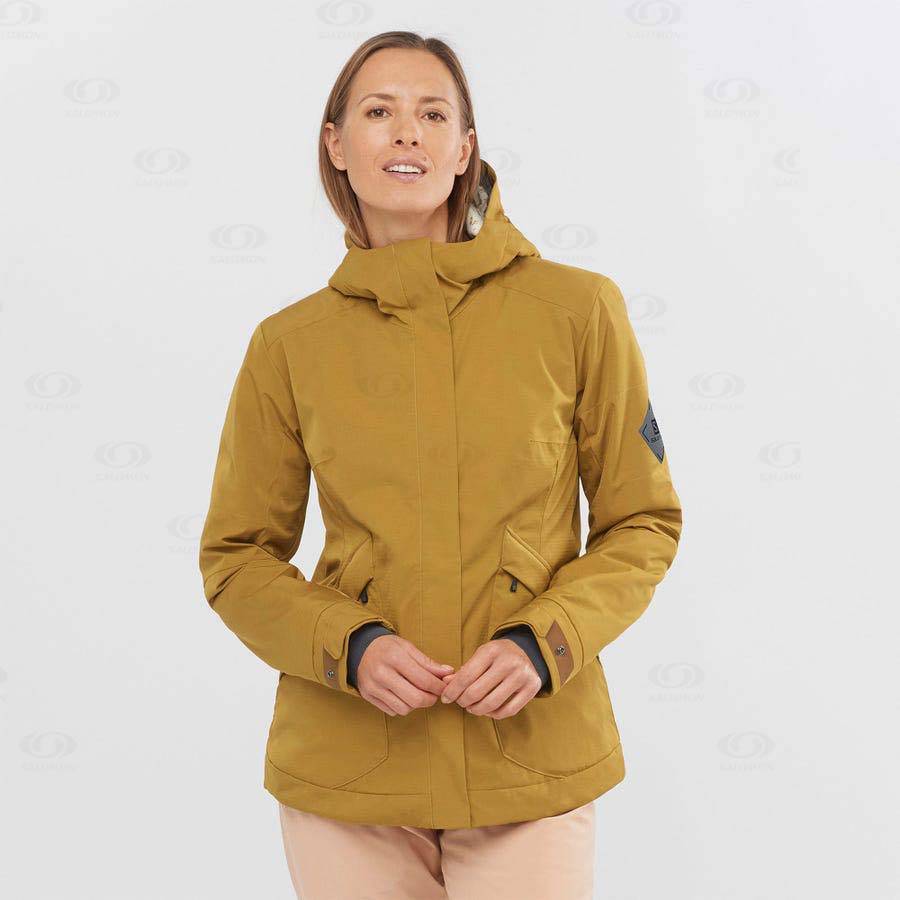 Yellow Salomon SNOW REBEL Women's Ski Jackets | US-L1739