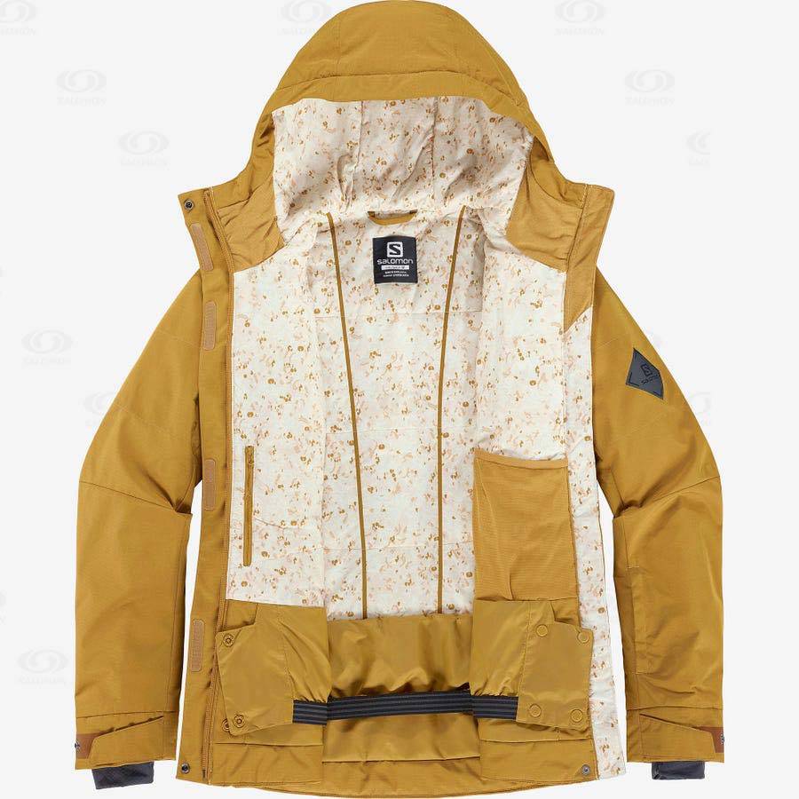 Yellow Salomon SNOW REBEL Women's Ski Jackets | US-L1739