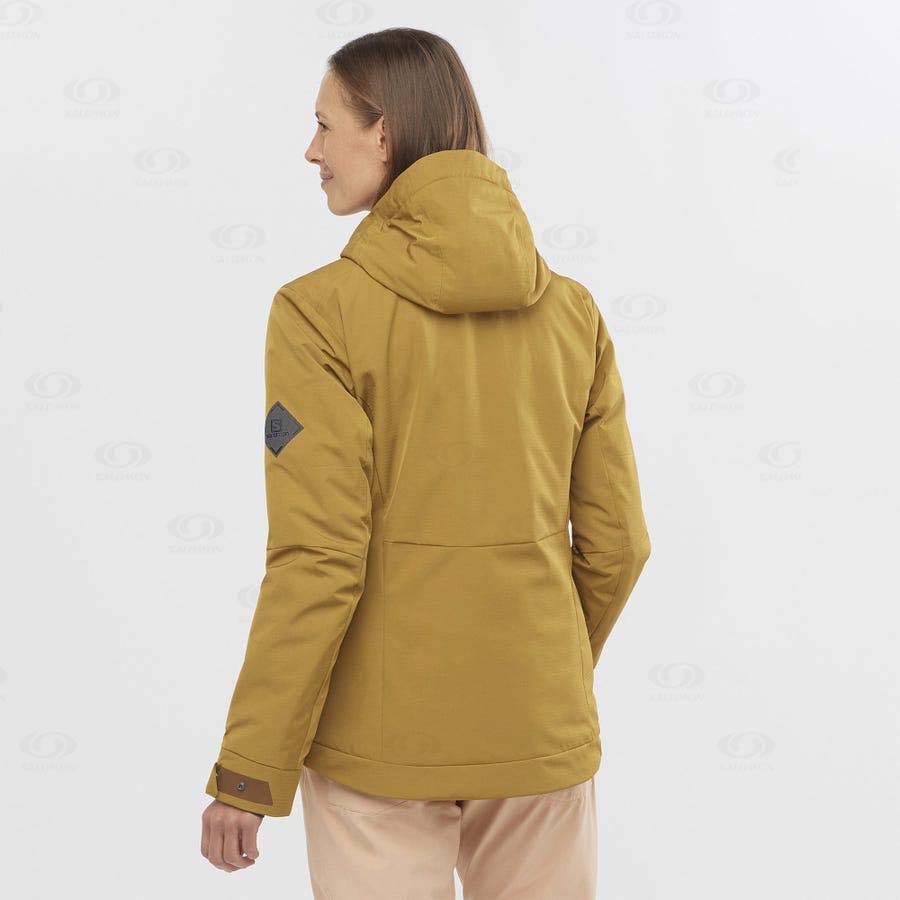 Yellow Salomon SNOW REBEL Women's Ski Jackets | US-L1739