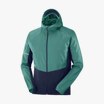 Black / Green Salomon AGILE WIND Men's Windbreakers Jacket | US-S1632