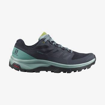 Black / Green Salomon OUTLINE GORE-TEX Women's Hiking Shoes | US-L2138