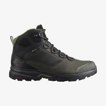 Black / Olive Salomon OUTWARD GORE-TEX Men's Hiking Shoes | US-A1297