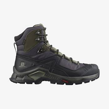 Black / Olive Salomon QUEST ELEMENT GORE-TEX Men's Hiking Shoes | US-M1391