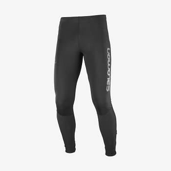 Black Salomon AGILE LONG Men's Running Tights | US-N1855