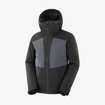 Black Salomon HIGHLAND Men's Ski Jackets | US-A2410