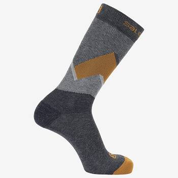 Black Salomon OUTLINE CREW 2-PACK Men's Socks | US-M1356