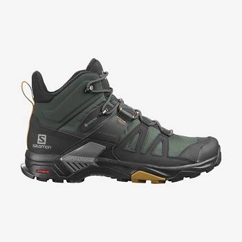 Green / Black Salomon X ULTRA 4 MID GORE-TEX Men's Hiking Shoes | US-N1869