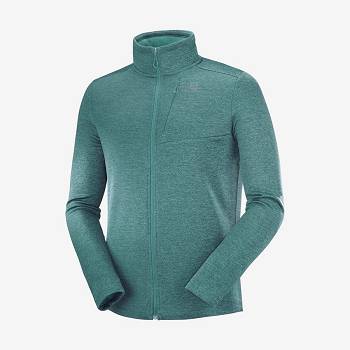 Green Salomon ESSENTIAL LIGHTWARM HEATHER Men's Hoodie | US-A1948