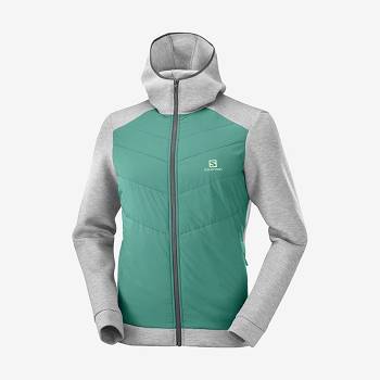 Green Salomon ESSENTIAL XWARM HYBRID Men's Hoodie | US-M1055