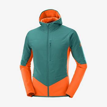 Green Salomon OUTLINE WARM HYBRID Men's Hoodie | US-S2199