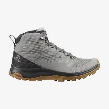 Grey / Black Salomon OUTLINE MID GORE-TEX Men's Waterproof Shoes | US-M2343