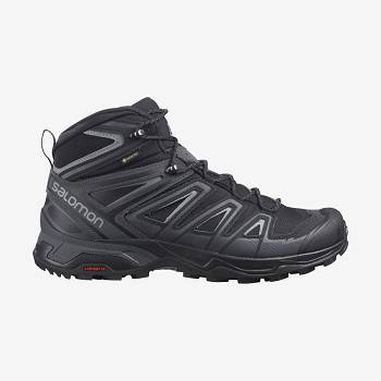 Grey / Black Salomon X ULTRA 3 WIDE MID GORE-TEX Men's Hiking Shoes | US-A1633