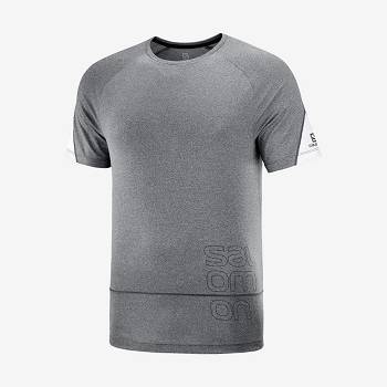 Grey Salomon CROSS RUN GRAPHIC Men's T Shirts | US-O1852