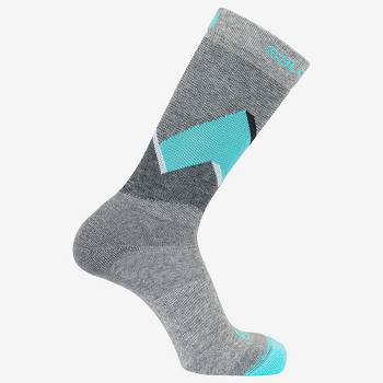 Grey / Turquoise Salomon OUTLINE CREW 2-PACK Women's Socks | US-O1719