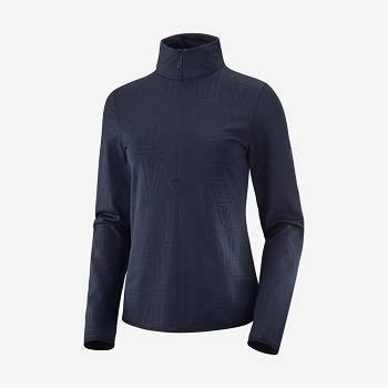 Navy / Blue Salomon ESSENTIAL LIGHTWARM Women's Hoodie | US-O1336