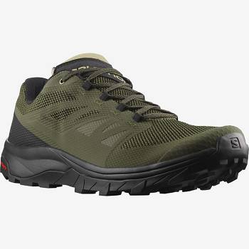 Olive / Black Salomon OUTLINE GORE-TEX Men's Hiking Shoes | US-S2556