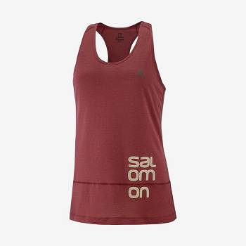 Red Salomon CROSS RUN GRAPHIC Women's T Shirts | US-S1156