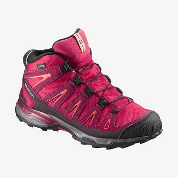 Red Salomon X-ULTRA MID GORE-TEX kids Hiking Shoes | US-O1973