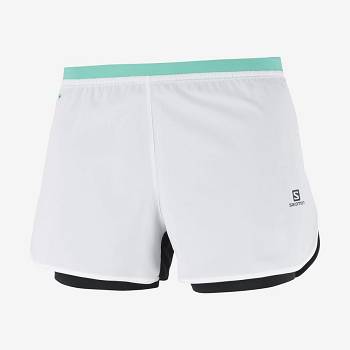 White Salomon CROSS 2IN1 Women's Shorts | US-L2152