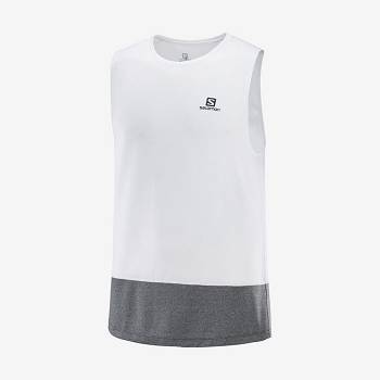 White Salomon CROSS RUN Men's T Shirts | US-W2030